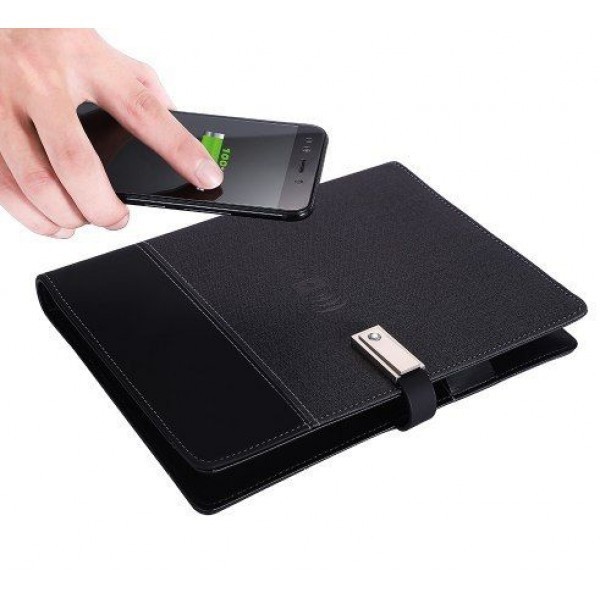 

Бизнес-ежедневник с флешкой 16 Гб и беспроводной зарядкой Powerbank Черный