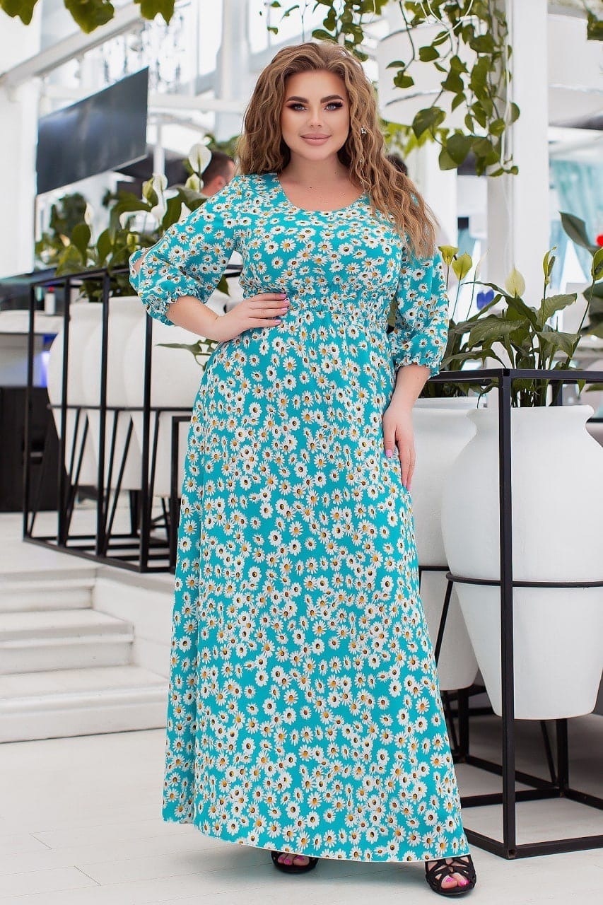 

Длинное Шифоновое платье Ромашки Modnicy 05505,36 60-64