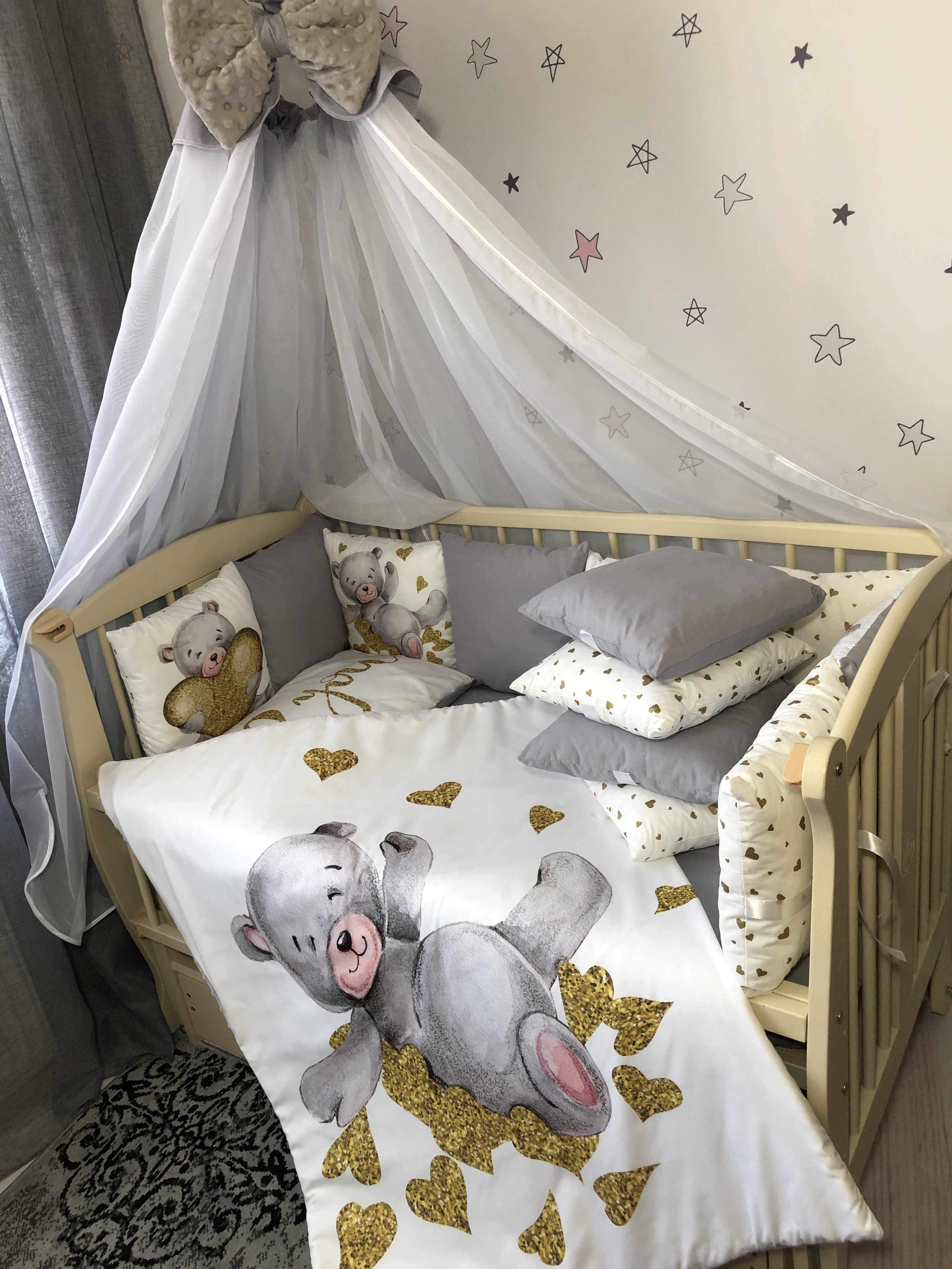 

Комплект постельного белья Baby Comfort Premium 8 элементов Мишка серый