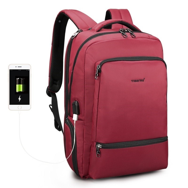 

Рюкзак городской Tigernu T-B3585 для ноутбука 15.6" с USB объем 26л. Красный (кодовый замок в подарок)