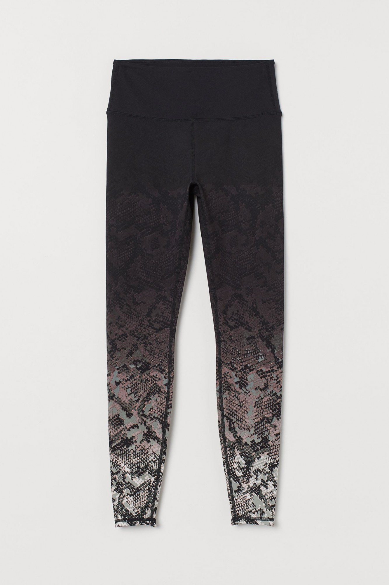 

Леггинсы спортивные H&M SPORT XS черный кожа питона 7306831Kdm
