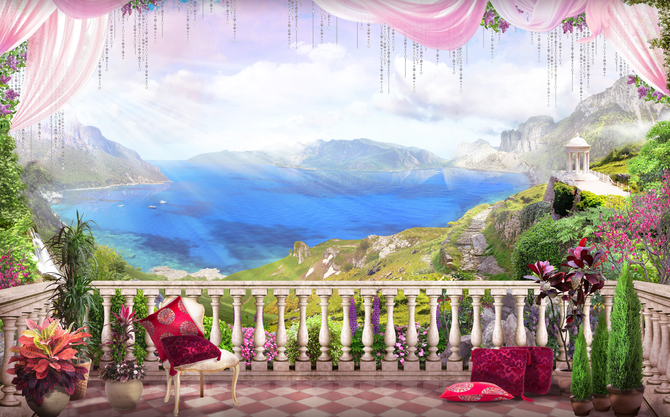 

Фотообои Фрески 'Вид с балкона' (2451) , Штукатурка