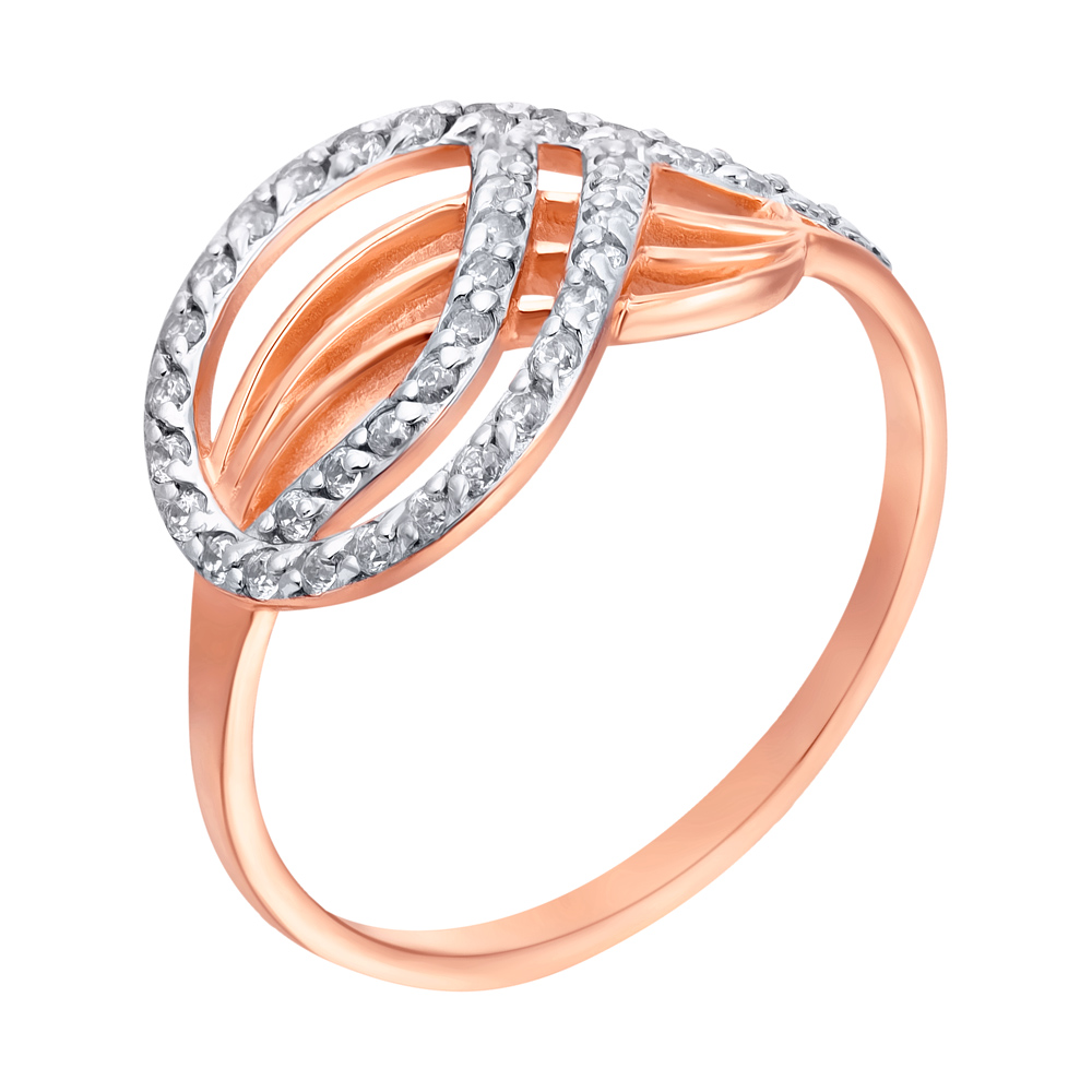 

Золотое кольцо в комбинированном цвете с фианитами 000101666 15.5 размера