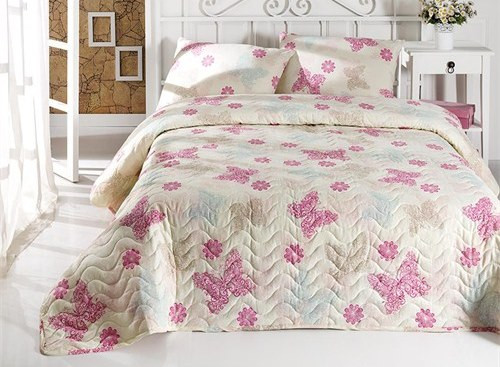 

Покрывало стеганное с наволочками Eponj Home - Popillon крем 200*220