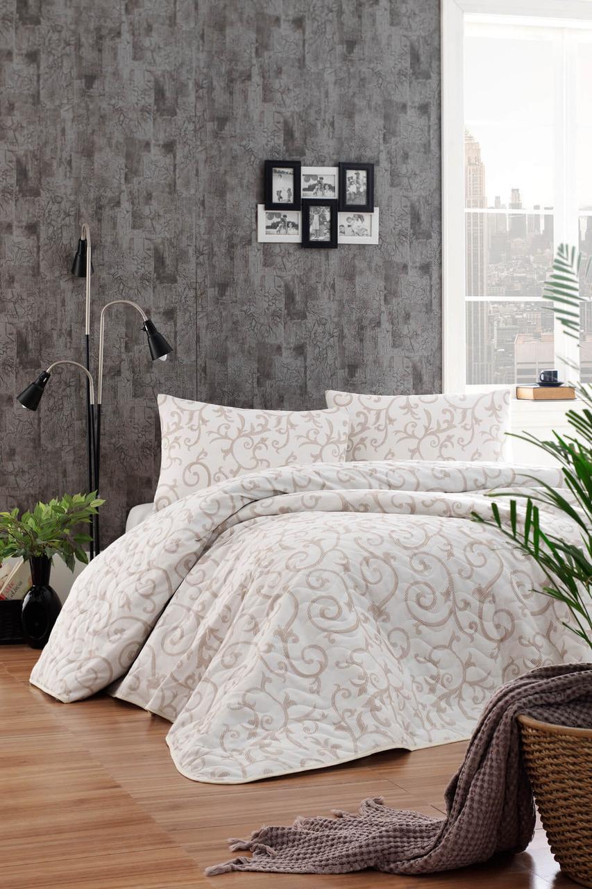 

Покрывало стеганное с наволочкой Eponj Home - Merle krem кремовый 160*220