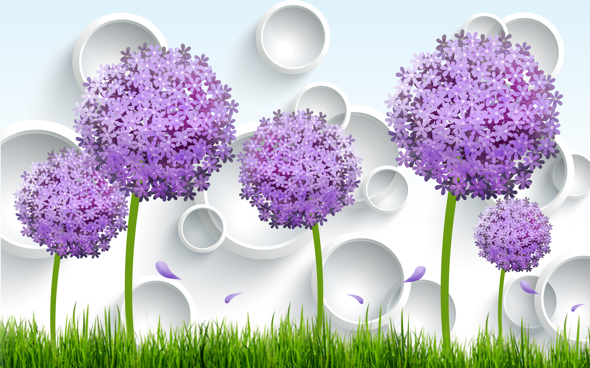 

Фотообои 3D 'Пурпурные цветы' (4561) , Деко