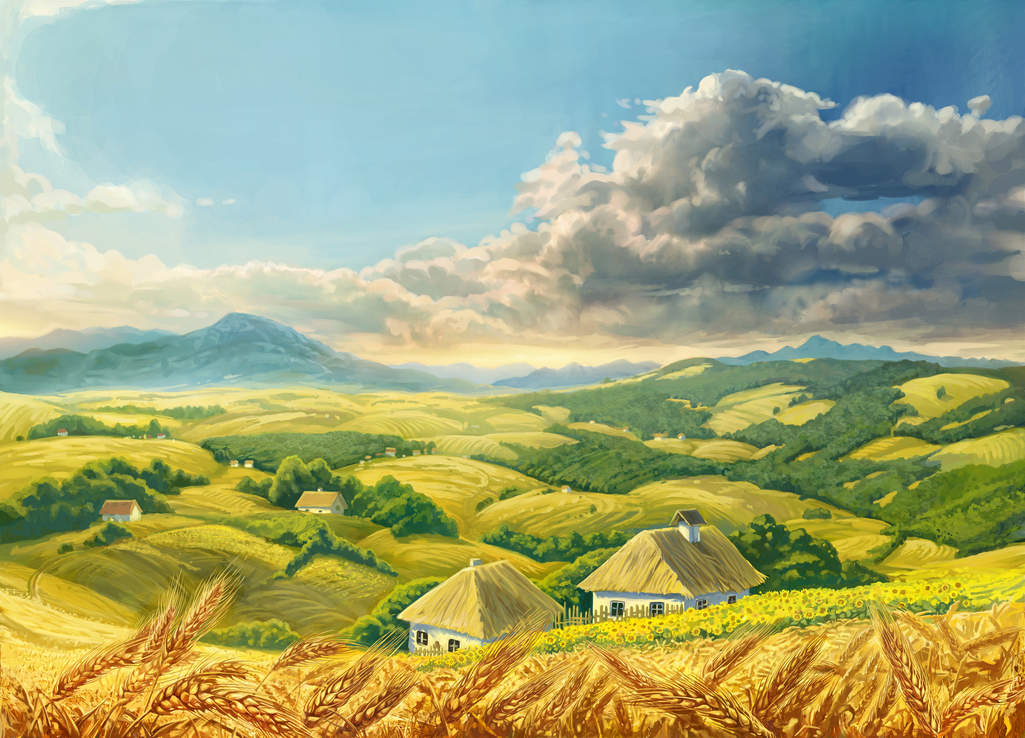 

Фотообои Природа 'Украинское село' (4584) , Штукатурка