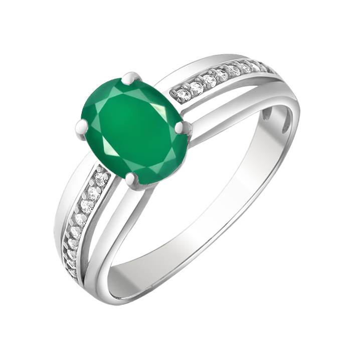 

Серебряное кольцо с агатом и фианитами 000133071 18 размера