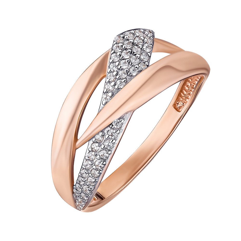 

Золотое кольцо в комбинированном цвете с фианитами 000147556 16 размера