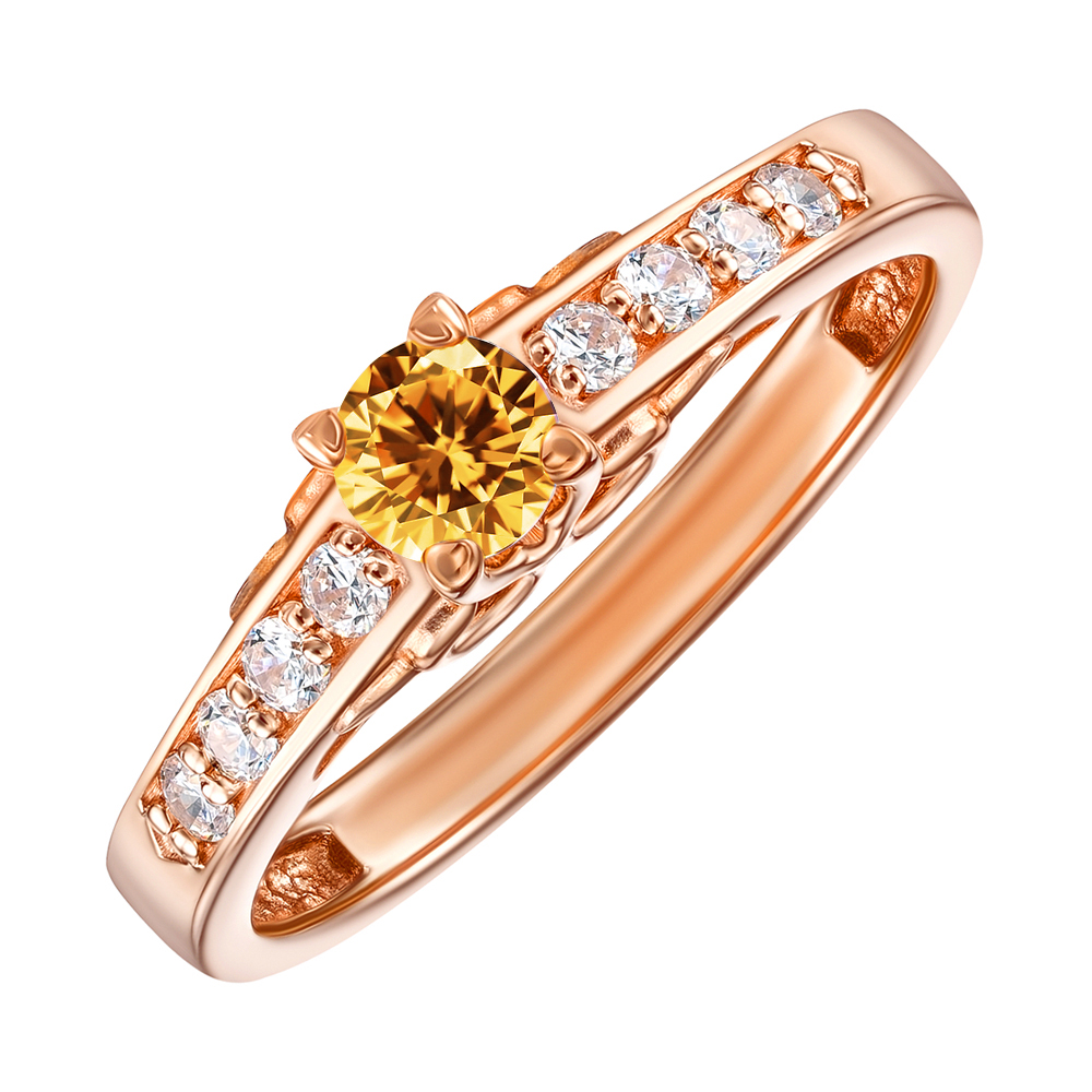 

Кольцо из красного золота с янтарным и белыми кристаллами Swarovski 000129042 16 размера