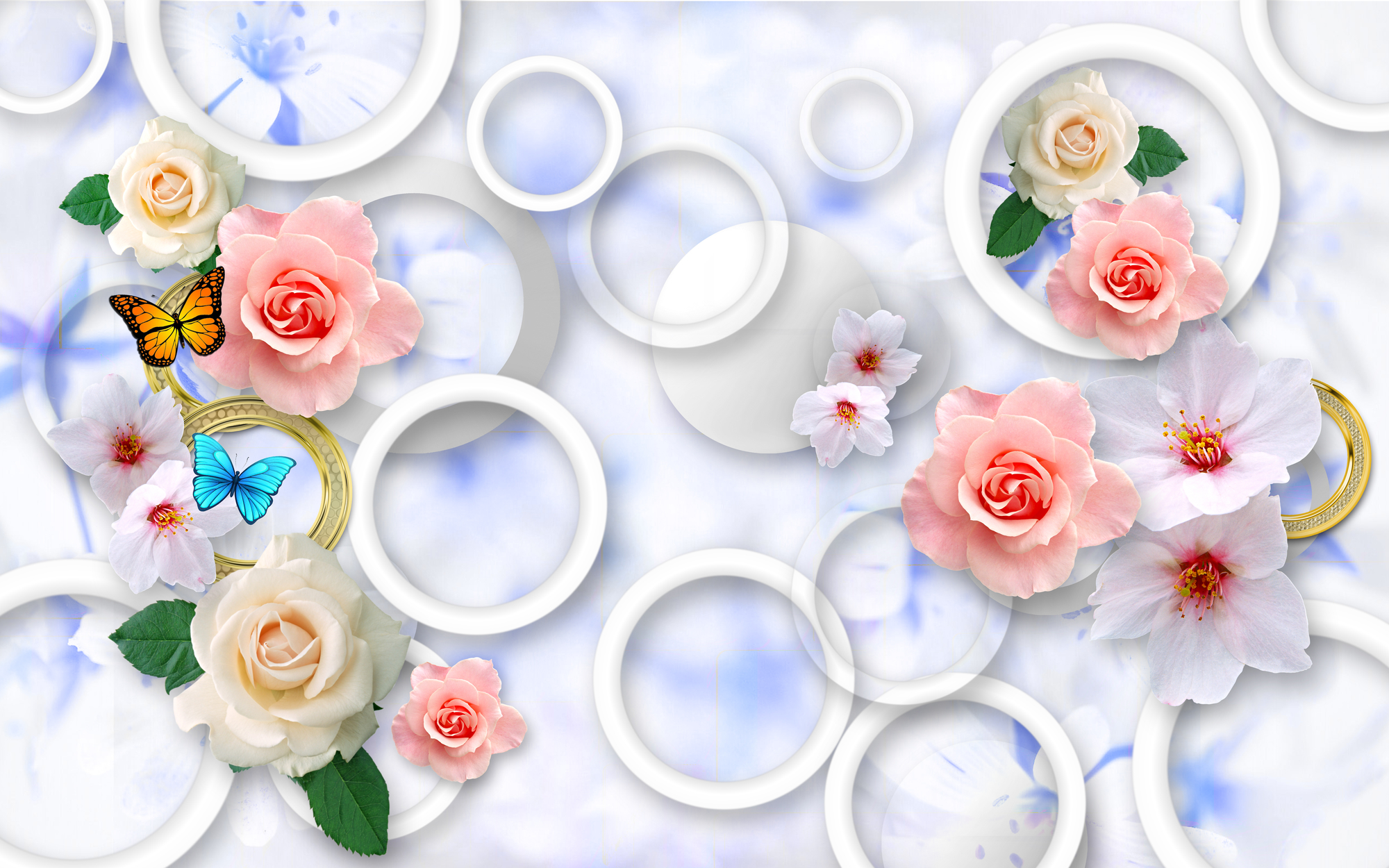 

Фотообои 3D 'Розы' (3474) , Иней