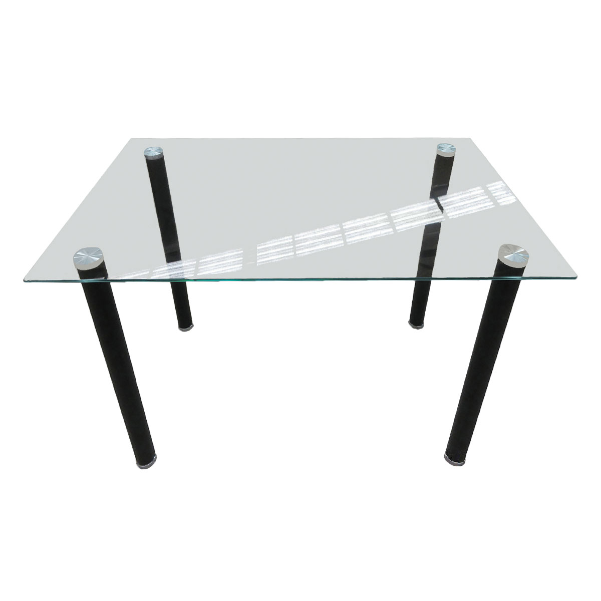 

Стол обеденный в гостиную, кухню Корфу L 140x80 стекло прозрачный/металл черный Woody