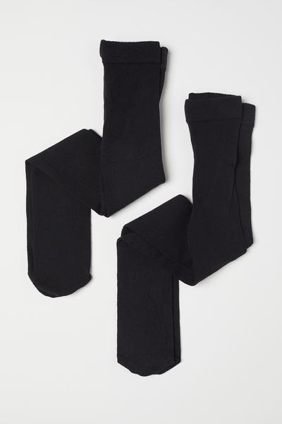 

2 пары тонких вязаных колготок H&M 122/128 (130/70) Черный
