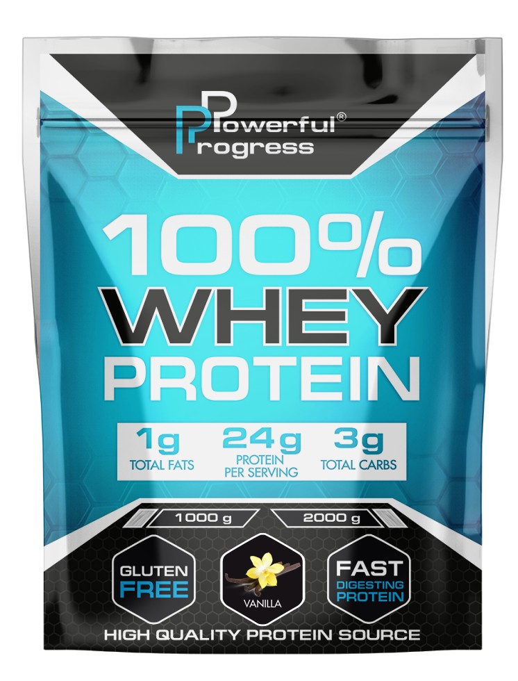 

Сывороточный протеин Вей протеин растворимый Powerful Progress Whey Protein 100% Instant 1000 г ваниль