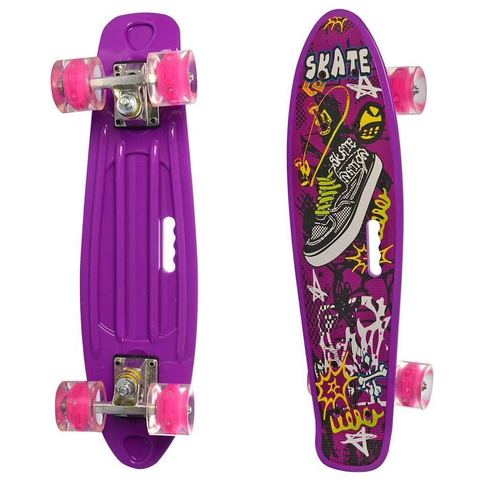 

Пенні Борд Скейт маленький Лонгборд з ручкою Best Board MS0749-6 Original для фрірайду, дошка 55 см, колеса поліуретанові d=6 см світяться, Violet (74589)