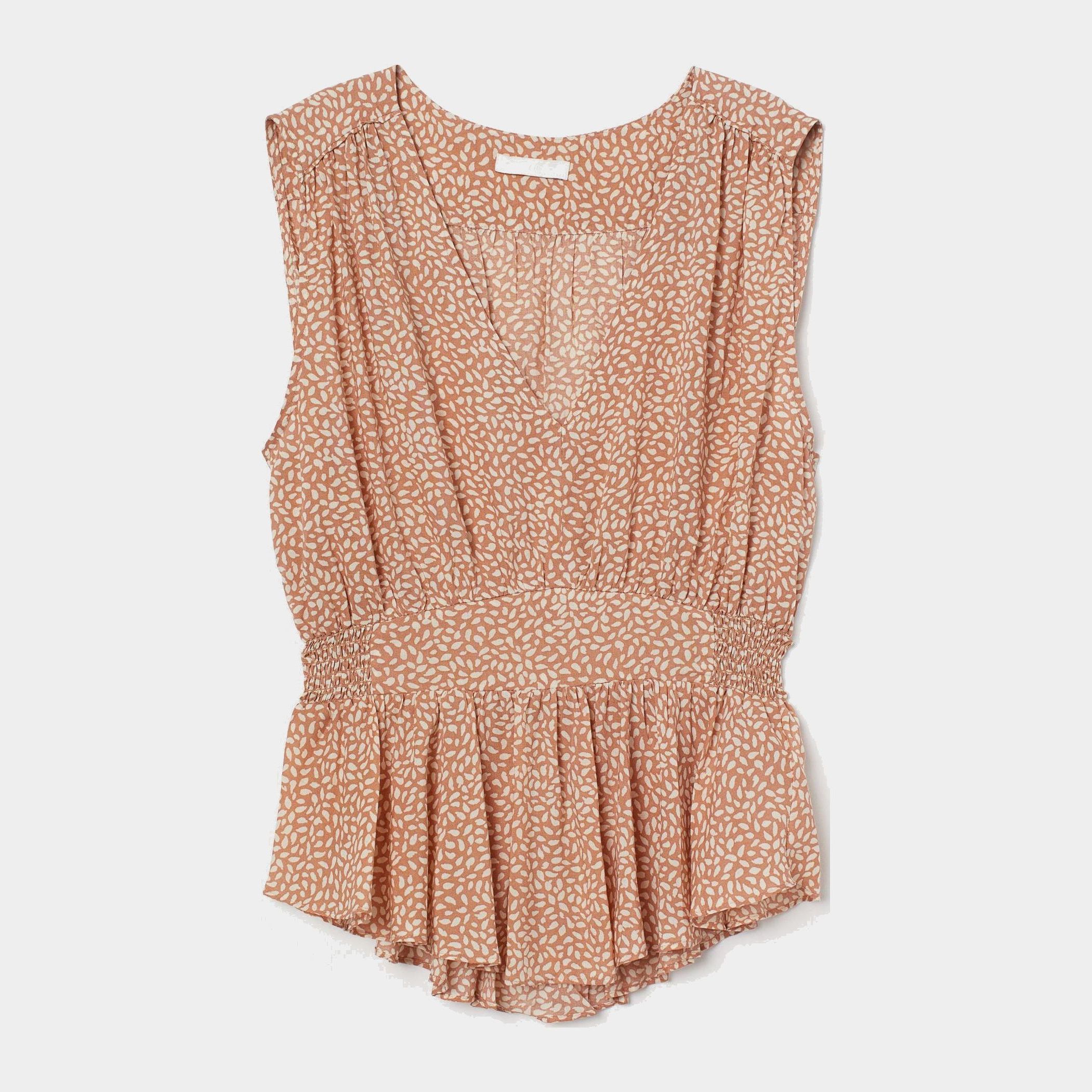 

Блузка H&M 7354969-ACYO 42 Темно-бежевая с белым