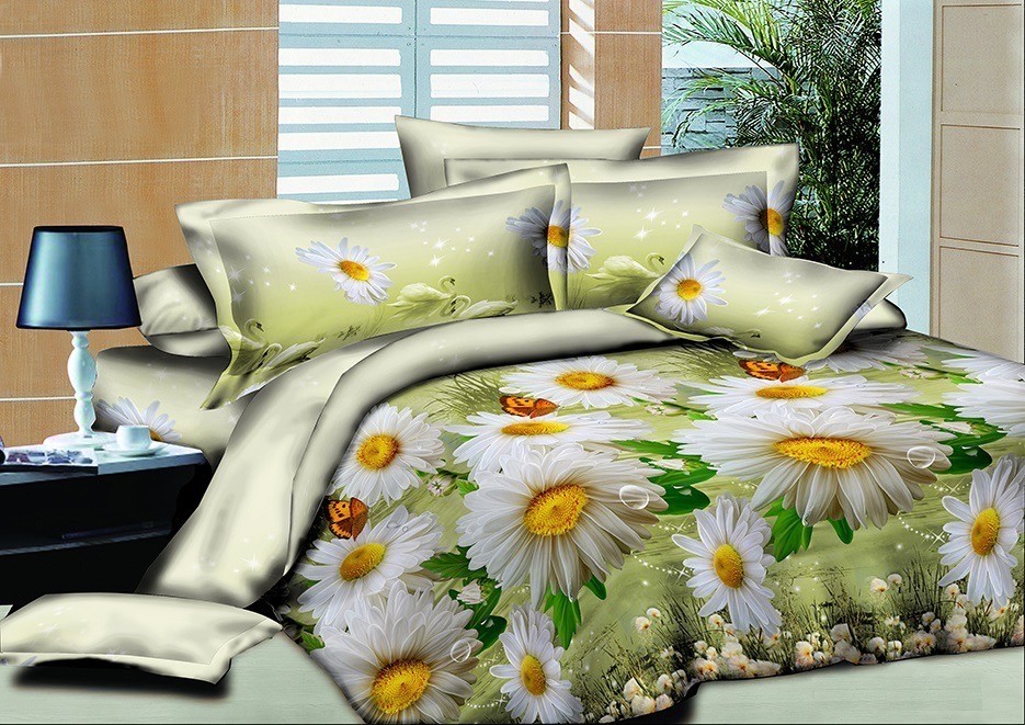 

Двуспальный комплект постельного белья Голд Бязь 200х210 Ромашки