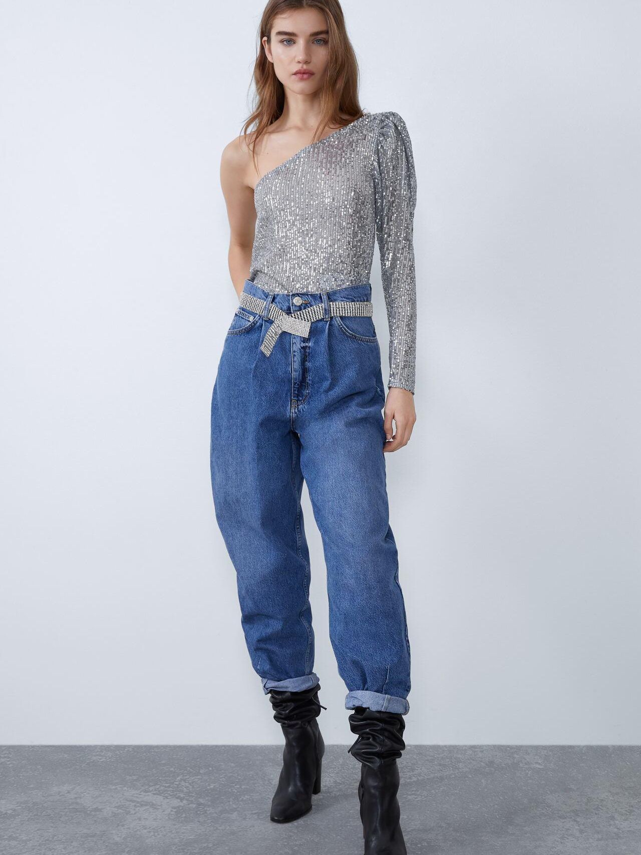 

Боди-блузка Zara 7901/915/808-ACXA L Серебристая