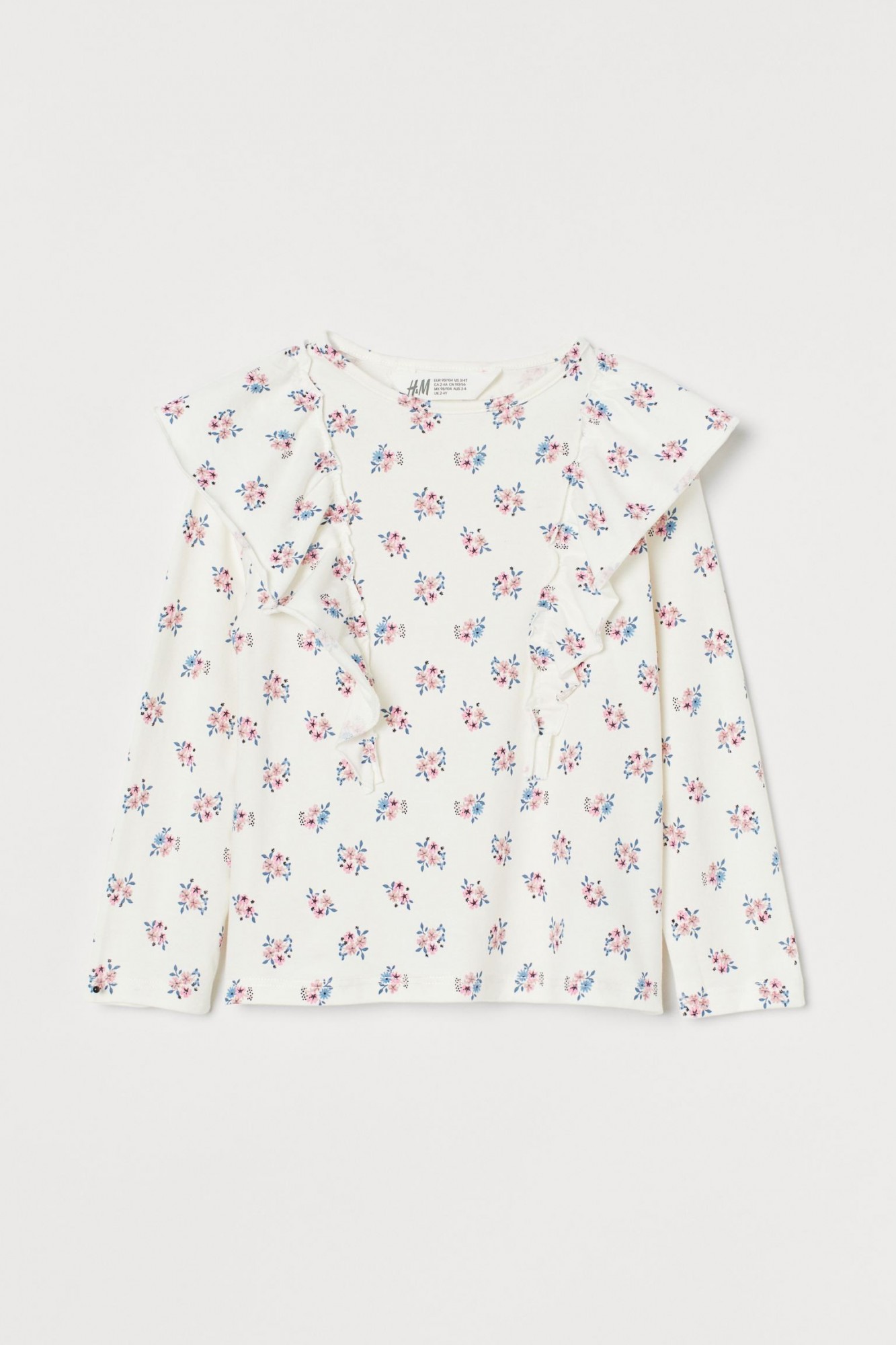 

Топ с воланами H&M AE100-186 134-140 см Белый Цветы