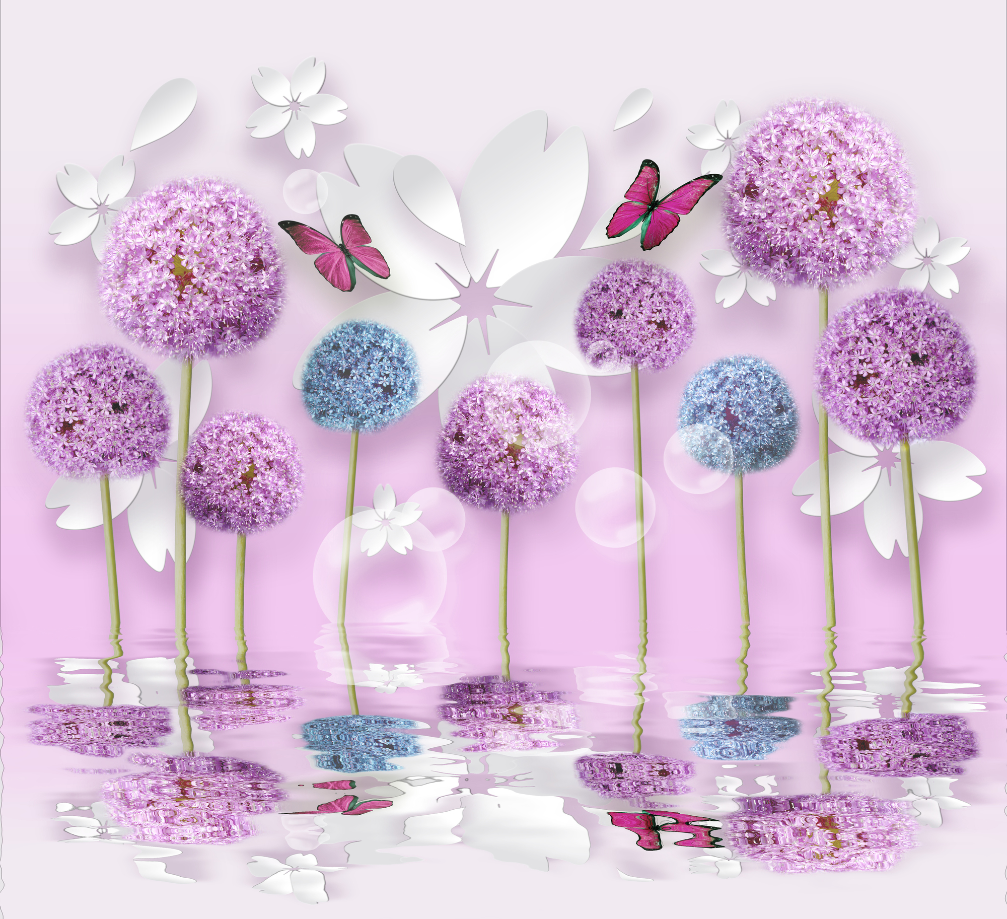

Фотообои 3D 'Сиреневые 3D цветы' (3277) , Холст