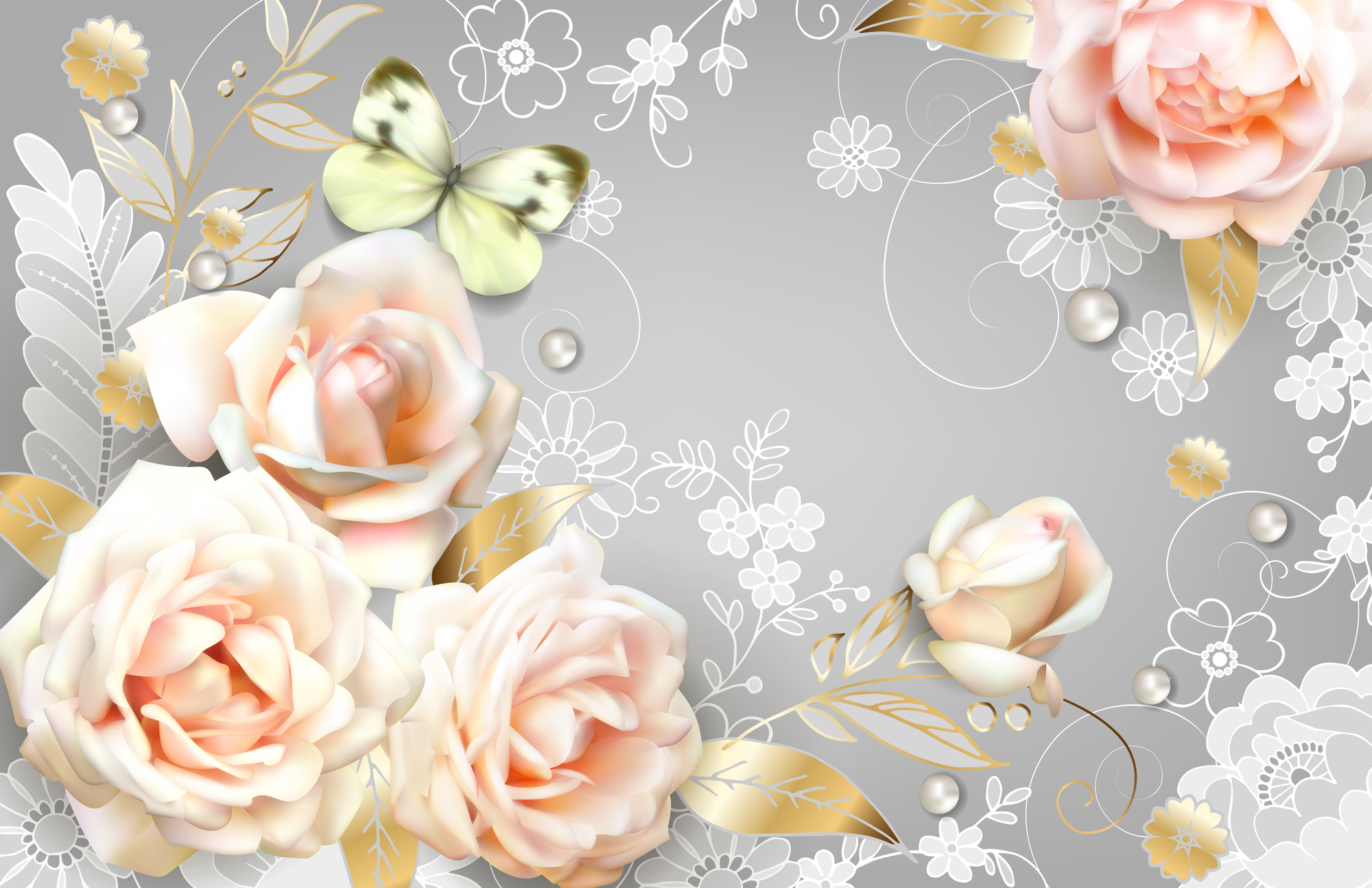 

Фотообои Цветы '3D Розы' (3808) , Штукатурка