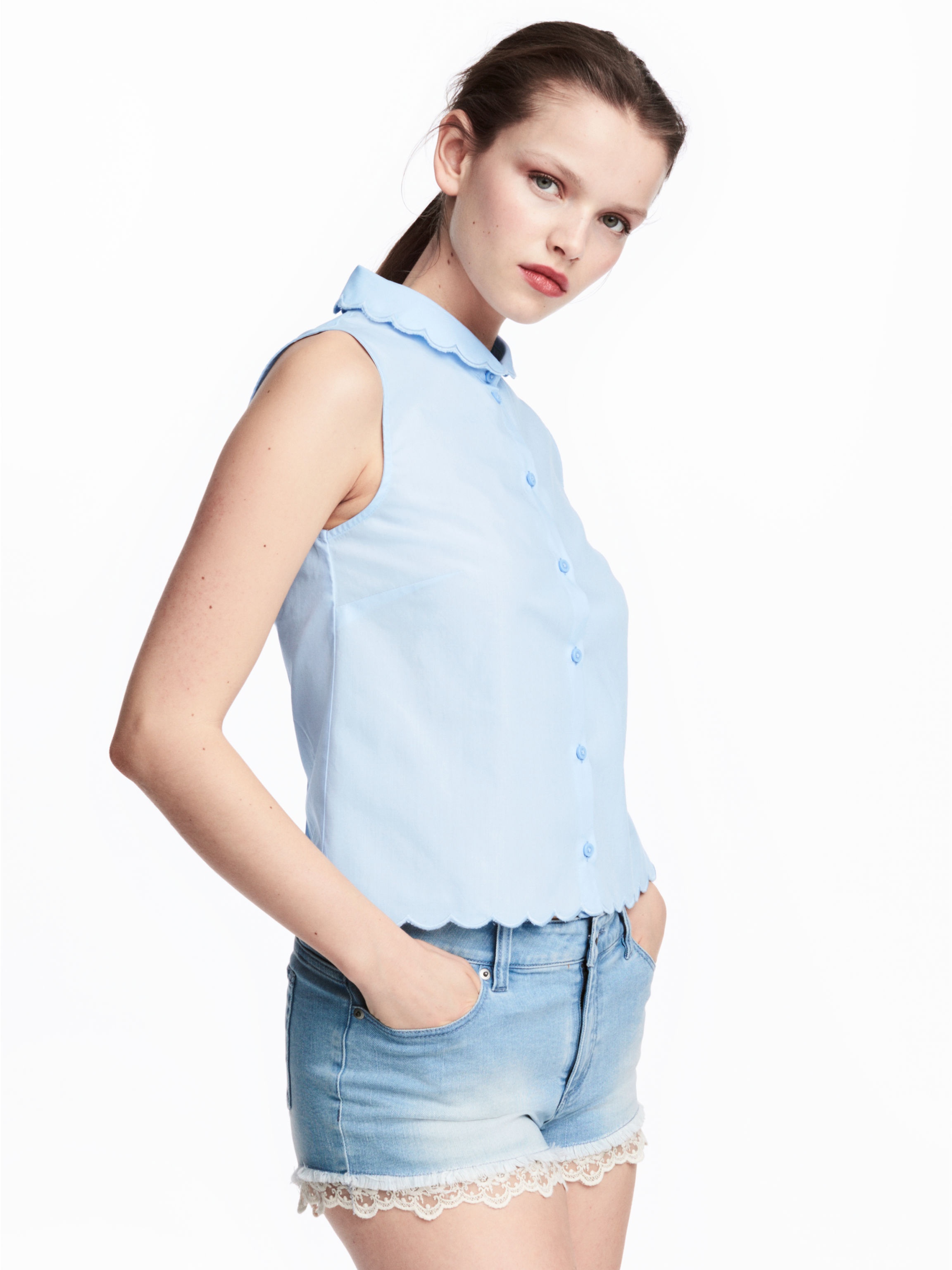 

Блузка H&M 4881375 36 Светло-голубая