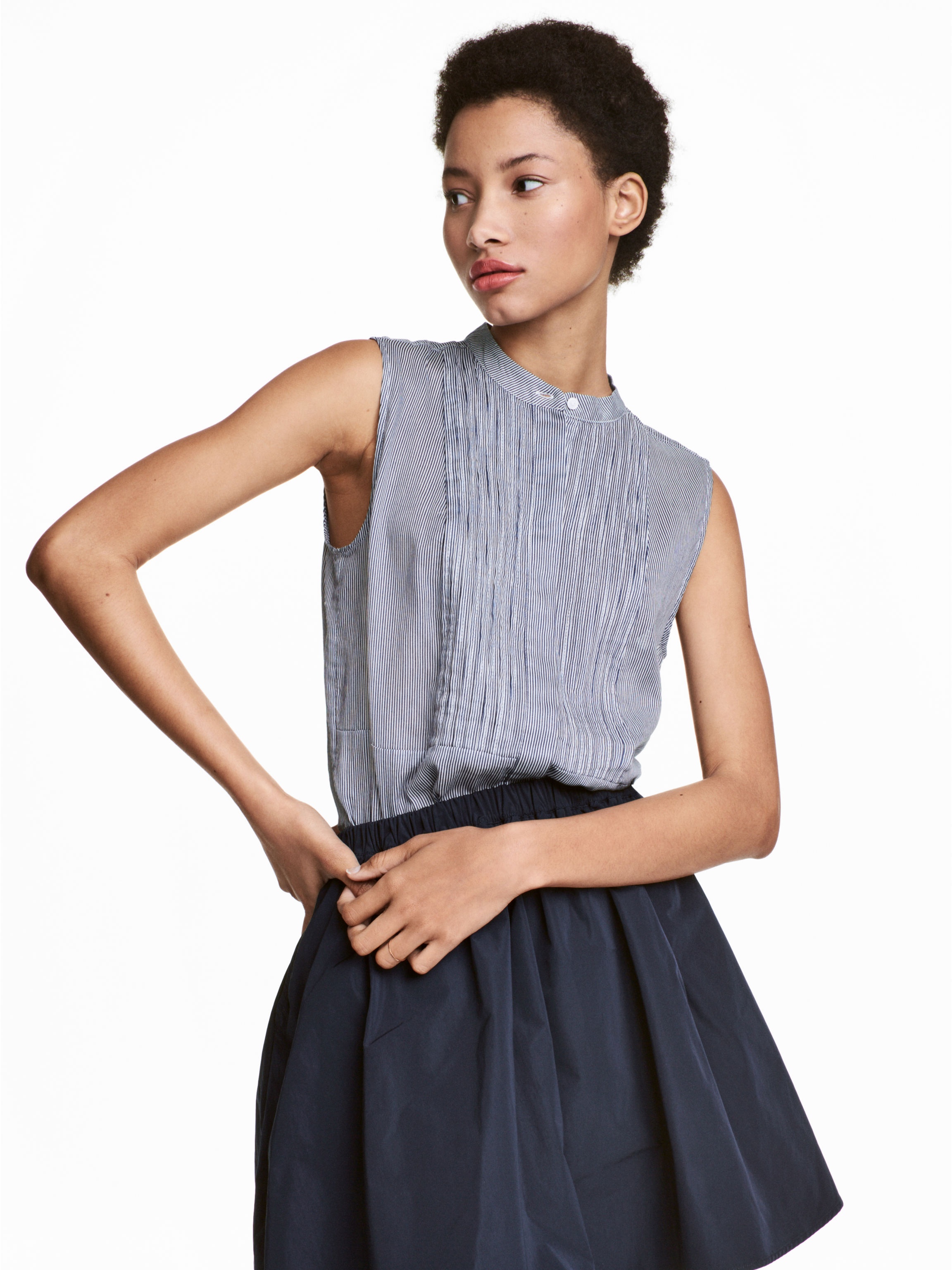 

Блузка H&M 5333496 40 Синяя с белой полоской