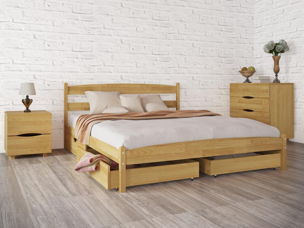 

Кровать двуспальная Олимп Лика без изножья с ящиками 180x200 Бук