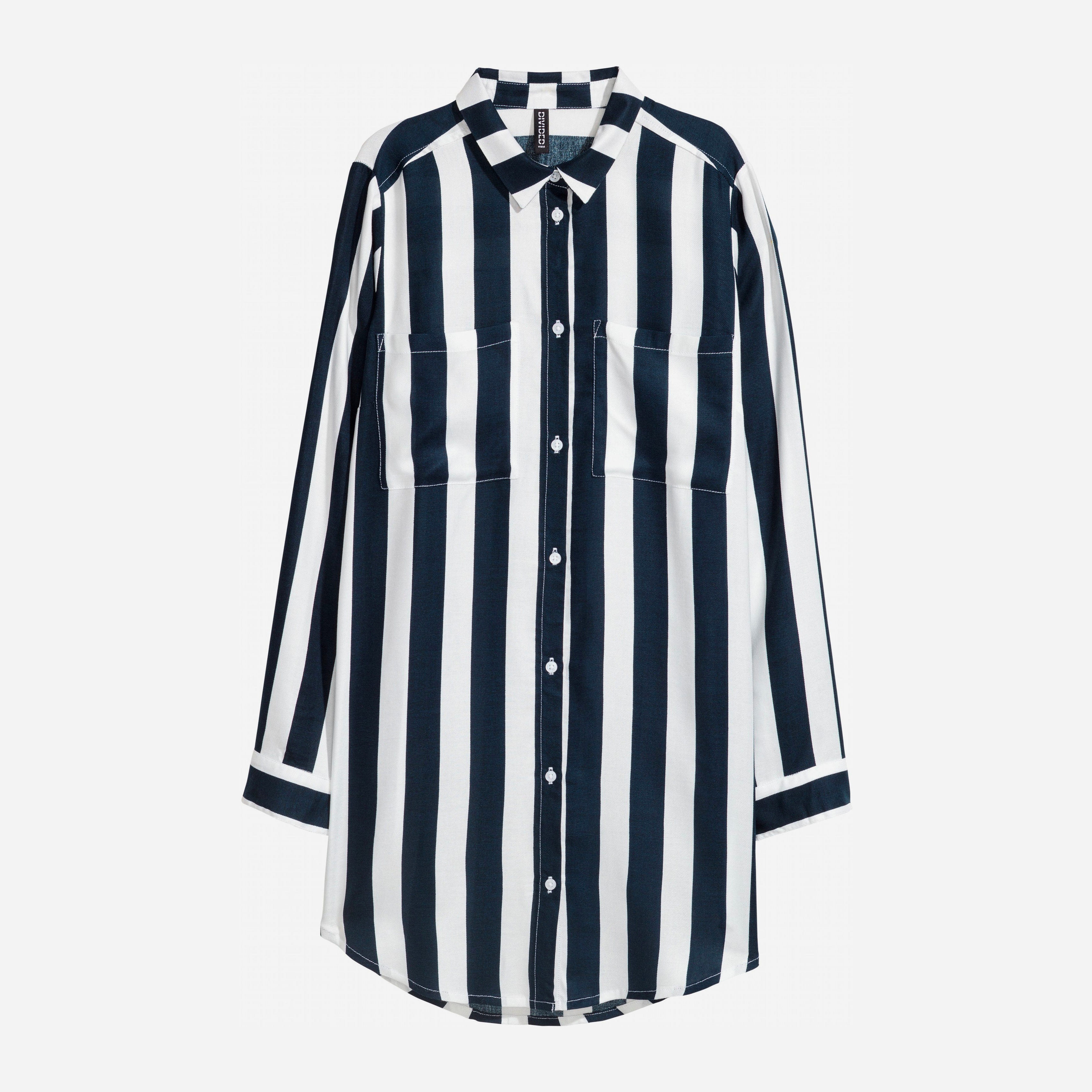 

Рубашка H&M 5420176 34 Темно-синяя с белой полоской