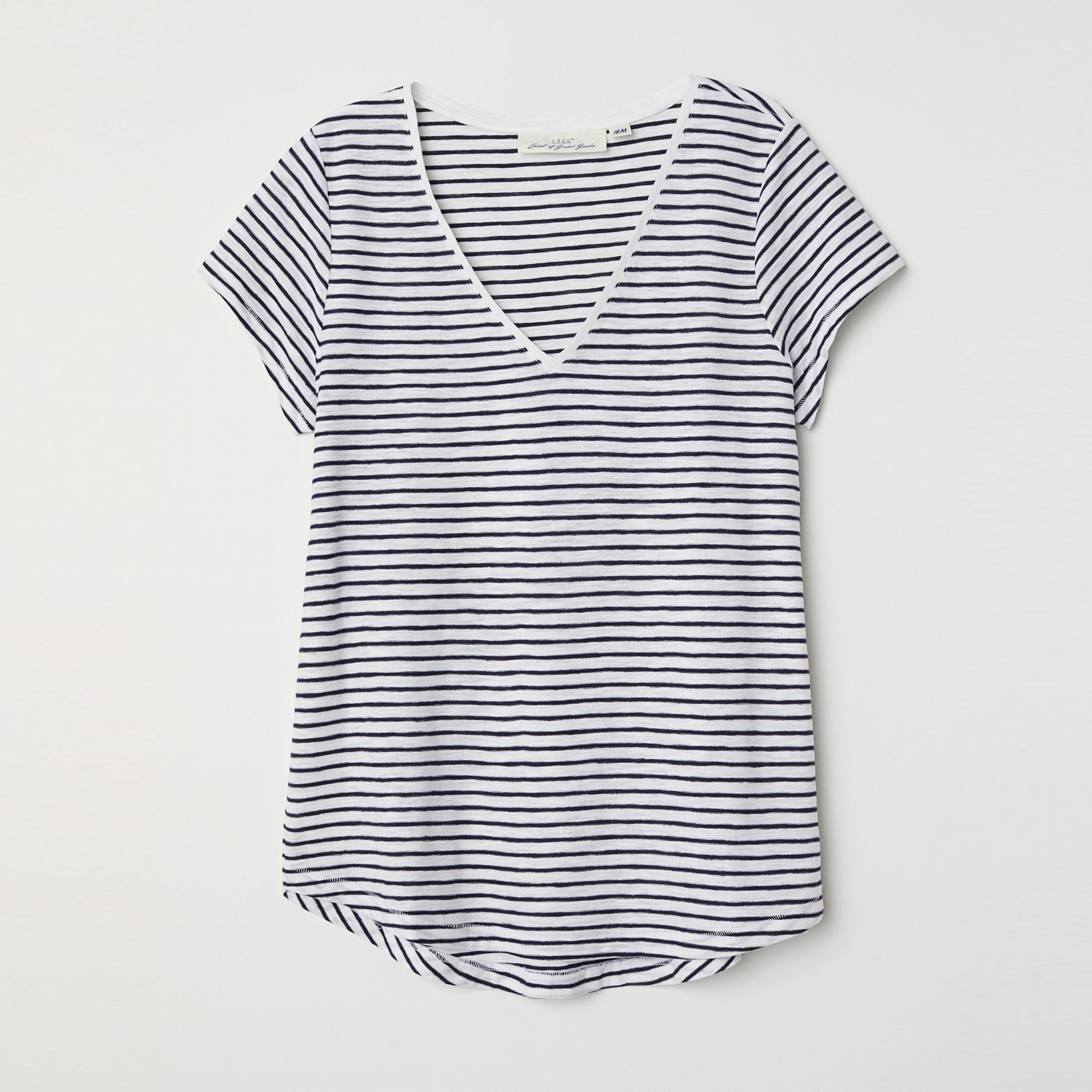 

Футболка H&M 6618827 XS Белая с синей полоской