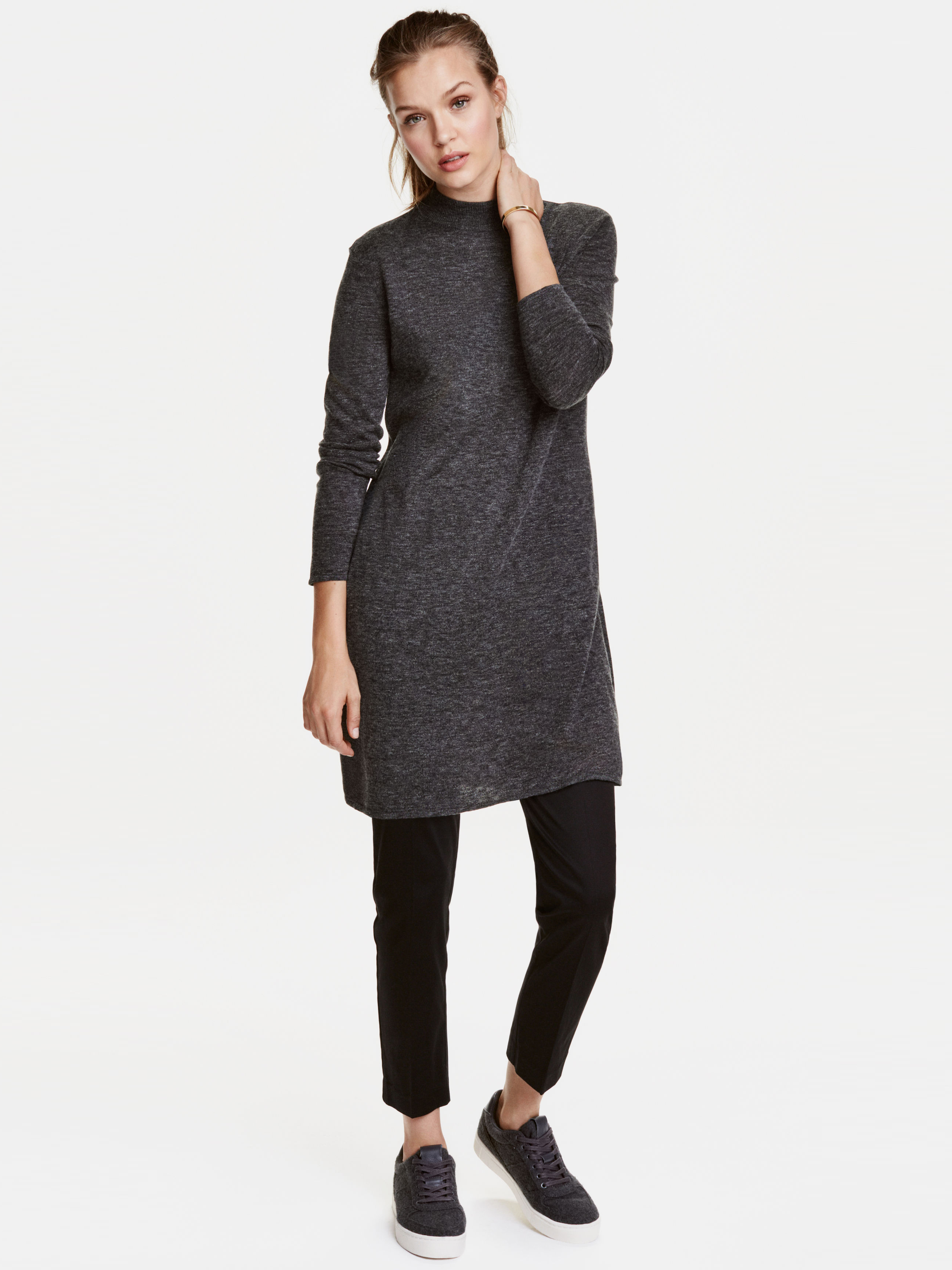 

Туника H&M 4232654 XS Темно-серая меланж