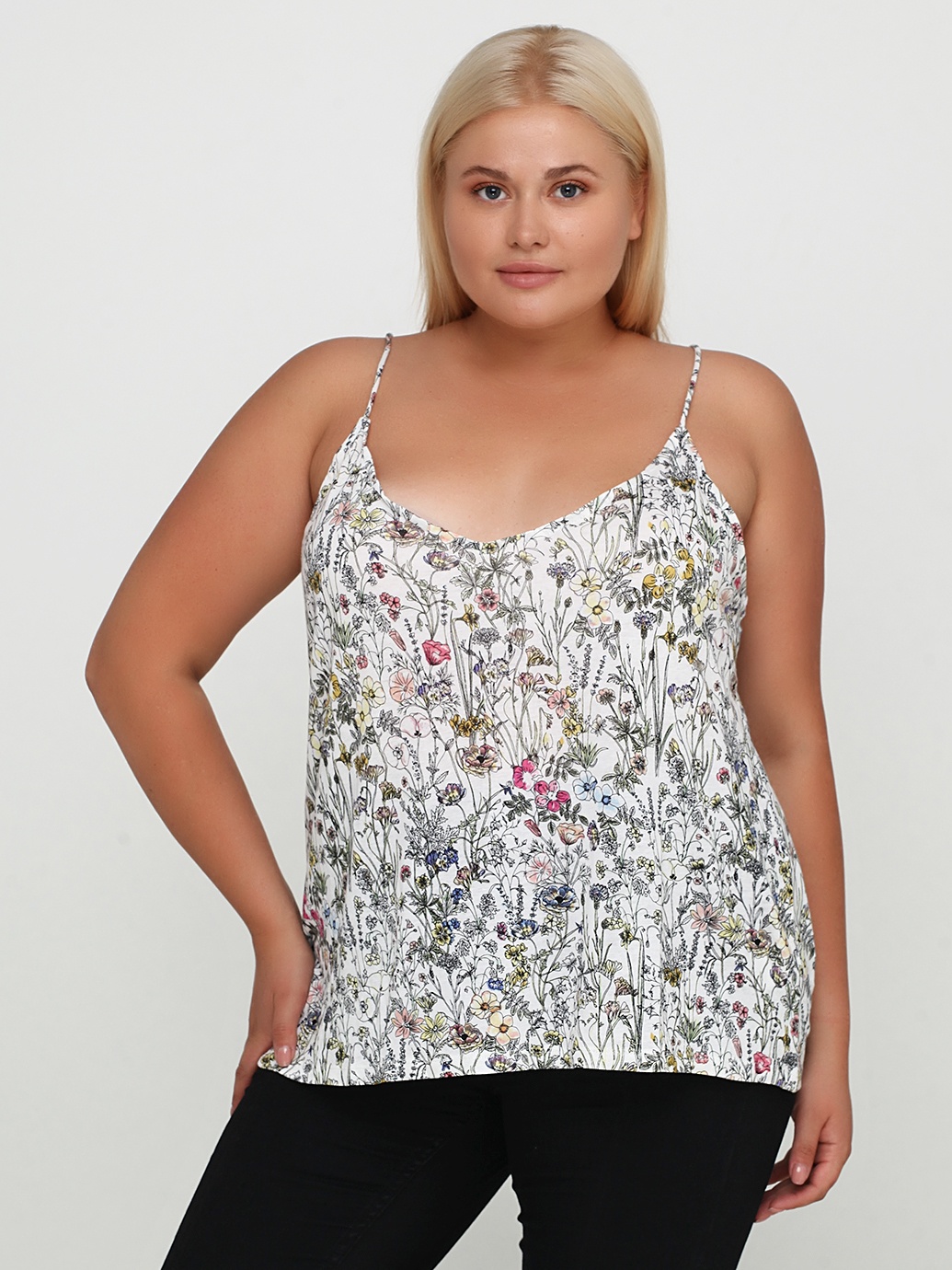 

Топ H&M 4910655 L Белый цветы