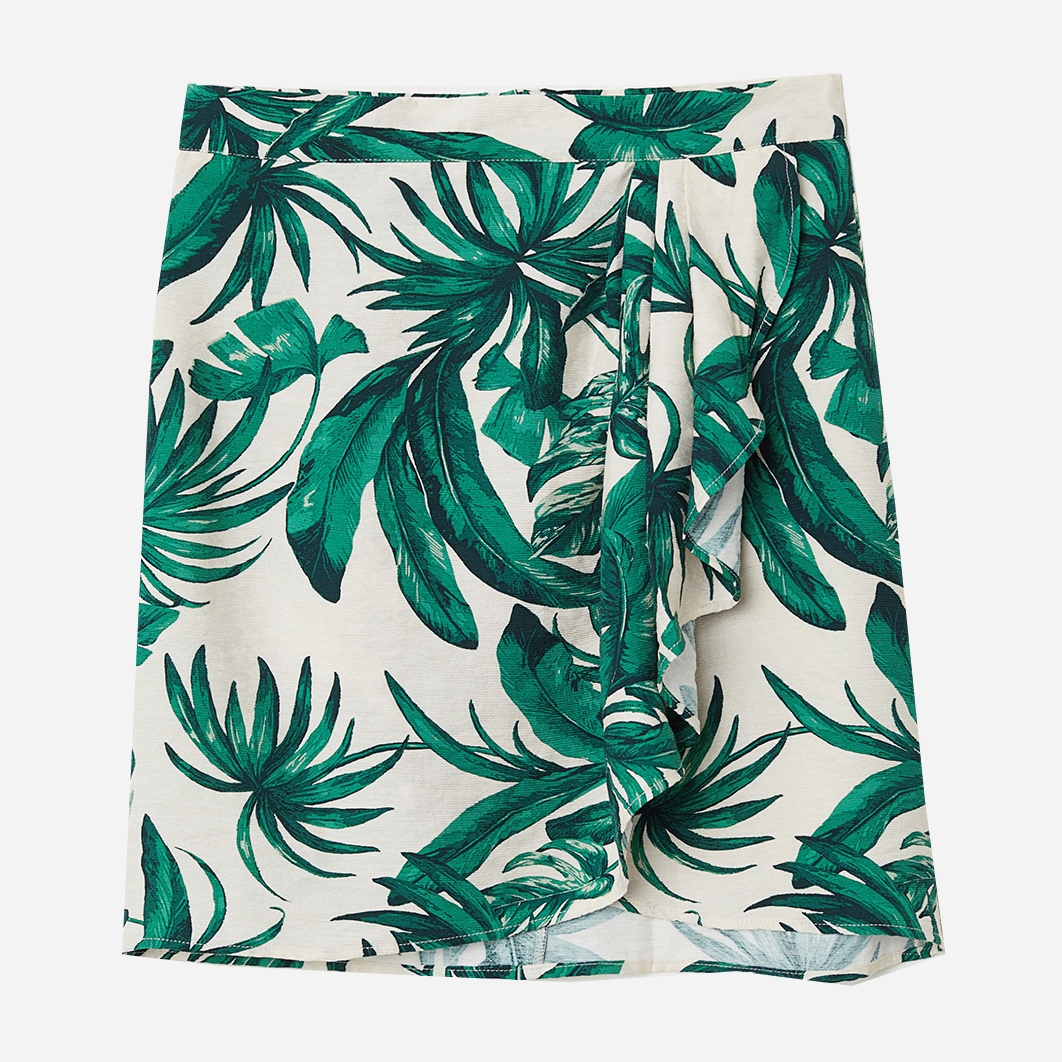 

Юбка H&M 0653360 32 Бежевая с зеленым