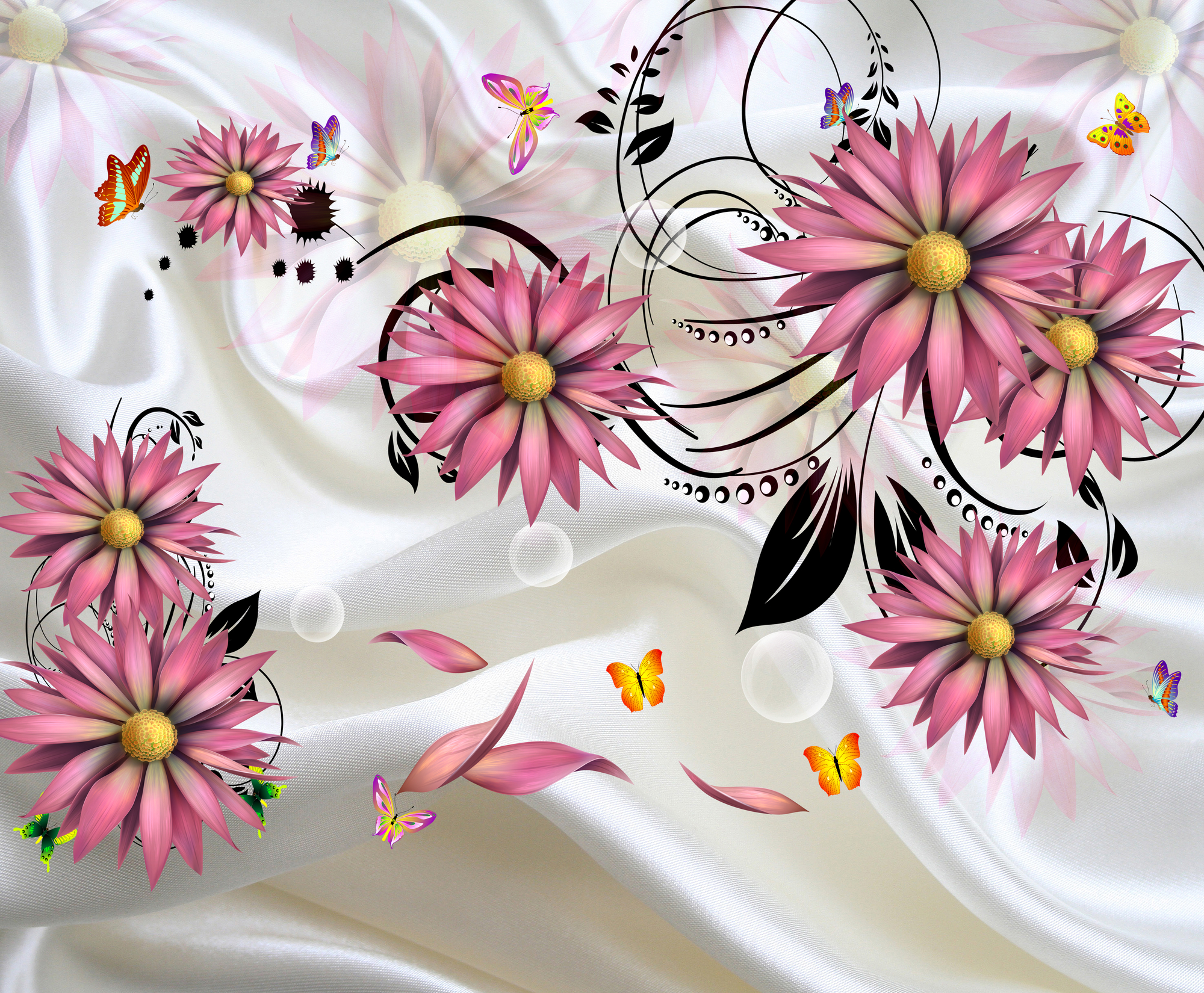 

Фотообои 3D '3D Цветы' (3480) , Штукатурка