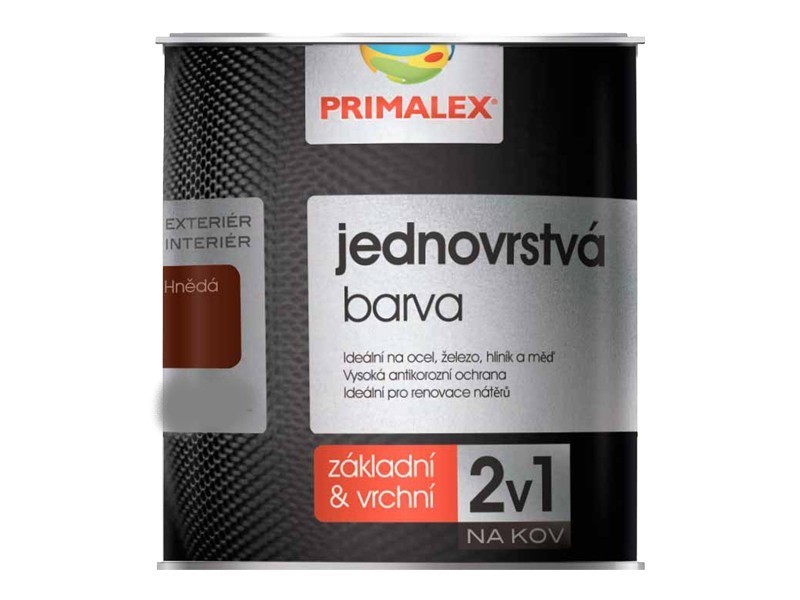

Однослойная краска по металлу Primalex 2v1 черный 0,75 л