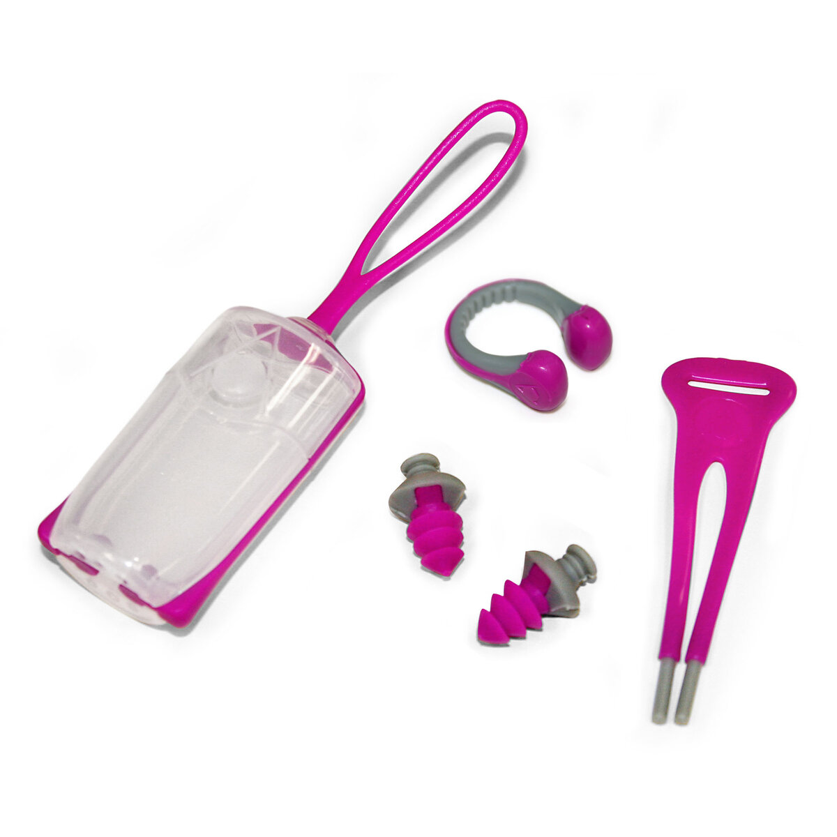 

Комплект для басейну зажим для носа та беруші Aquasphere рожево-сірий (202480)