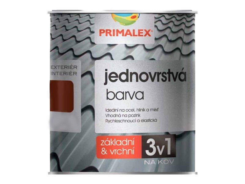 

Однослойная краска по металлу Primalex 3v1 коричневый 0240 0,75 л