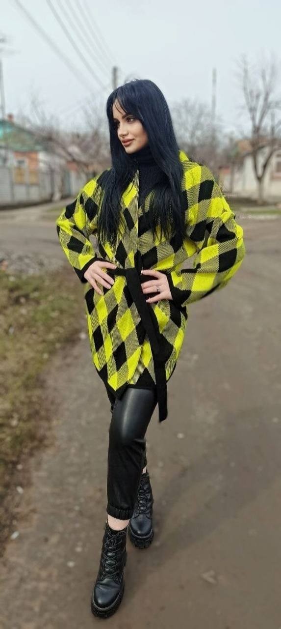 

Женский кардиган Janett в клетку желтый 44-52