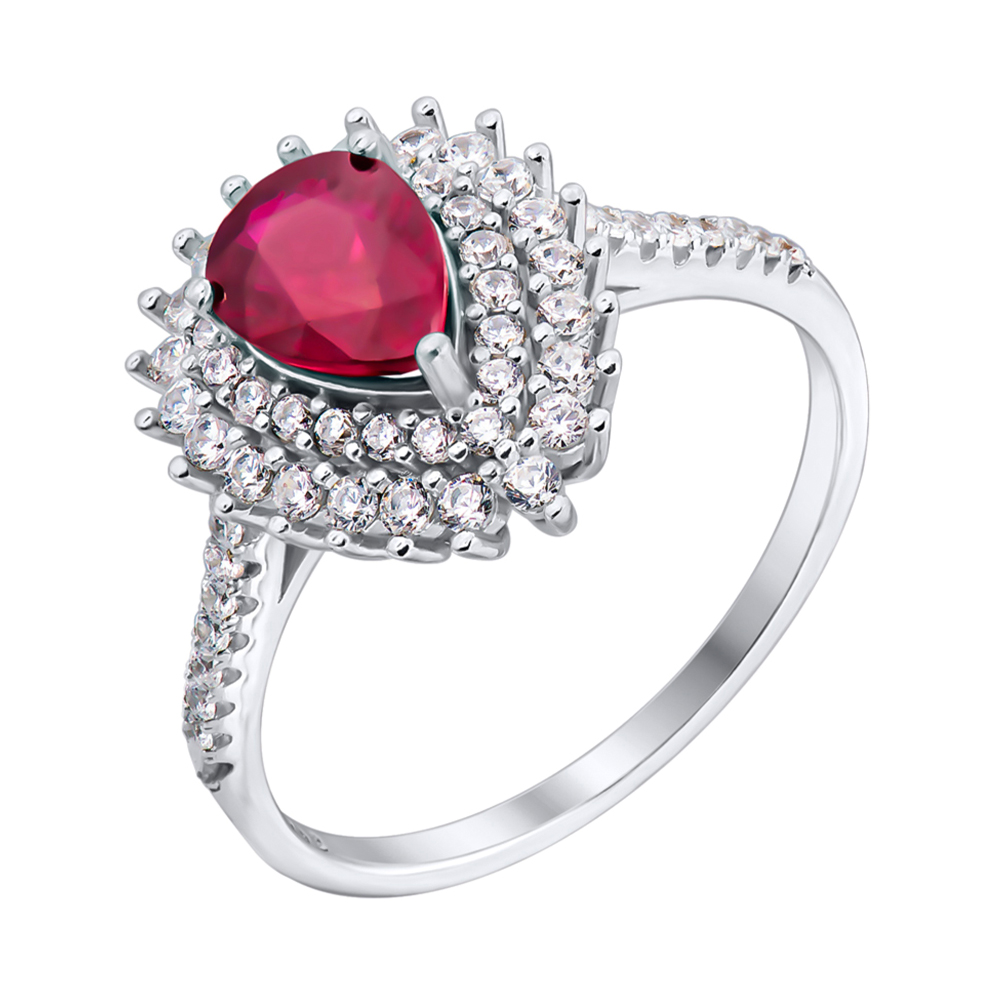 

Серебряное кольцо с рубином и фианитами 000117883 17.5 размера