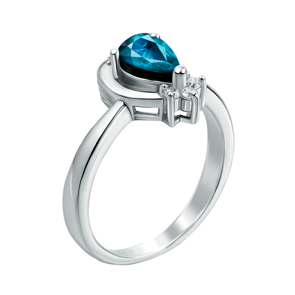 

Серебряное кольцо с лондон топазом и фианитами 000134894 17 размера