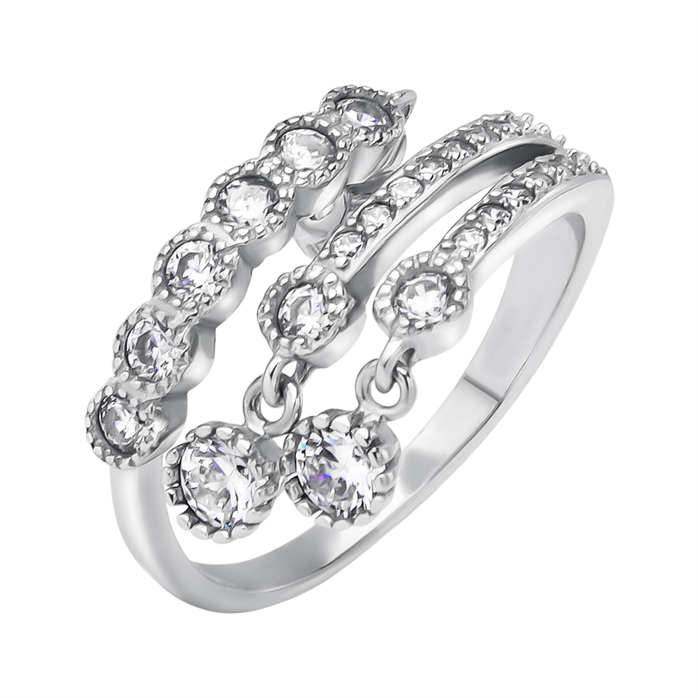 

Серебряное кольцо с подвесками и фианитами 000116363 б/р размера