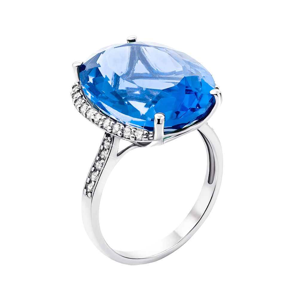 

Серебряное кольцо с кварцем и фианитами 000133142 18 размера