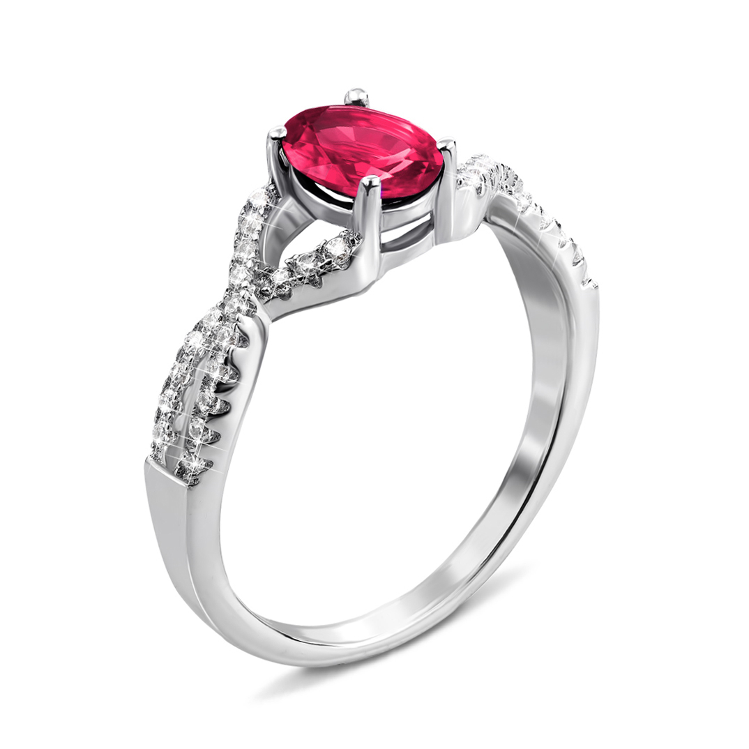 

Серебряное кольцо с рубином и фианитами 000135105 17 размера