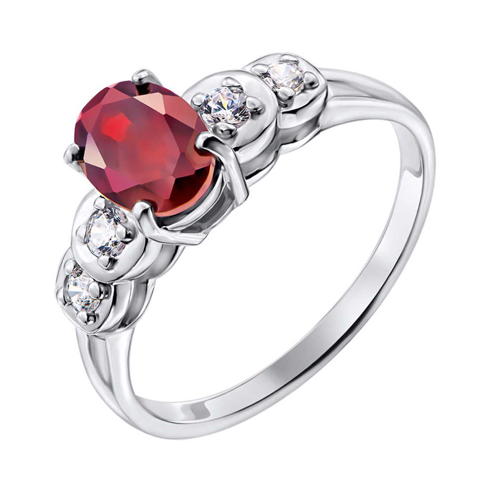 

Серебряное кольцо с гранатом и фианитами 000140578 16 размера