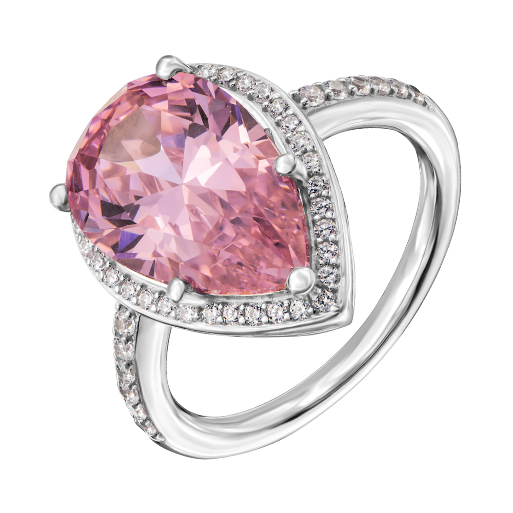 

Серебряное кольцо с розовым и белыми фианитами 000134291 16.5 размера
