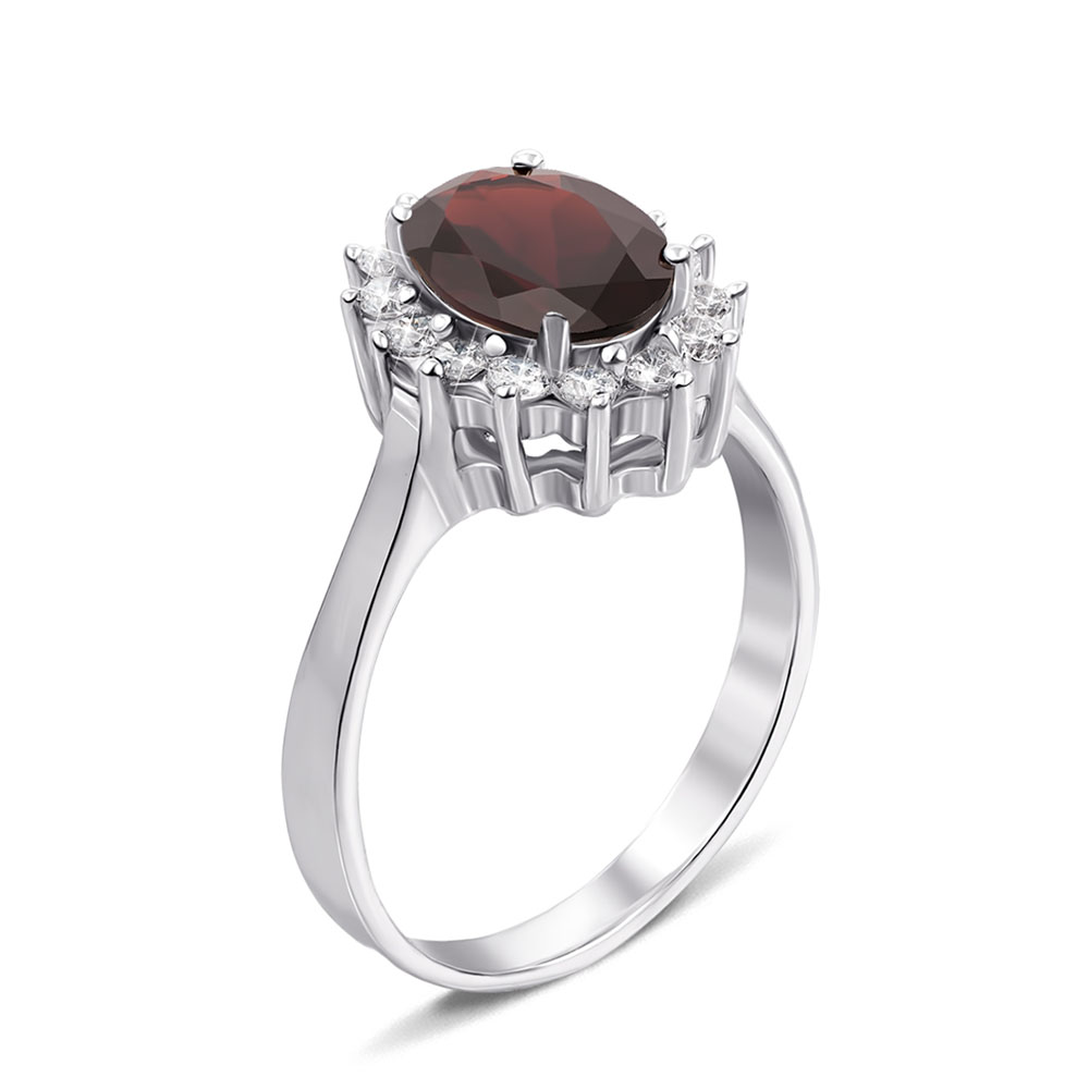 

Серебряное кольцо с гранатом и фианитами 000132116 16.5 размера