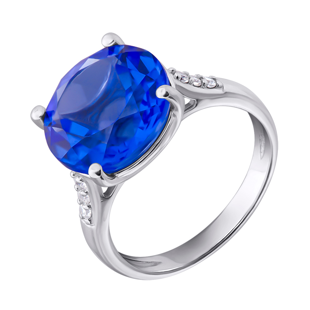 

Серебряное кольцо с кварцем Tanzanite и фианитами 000140769 17.5 размера