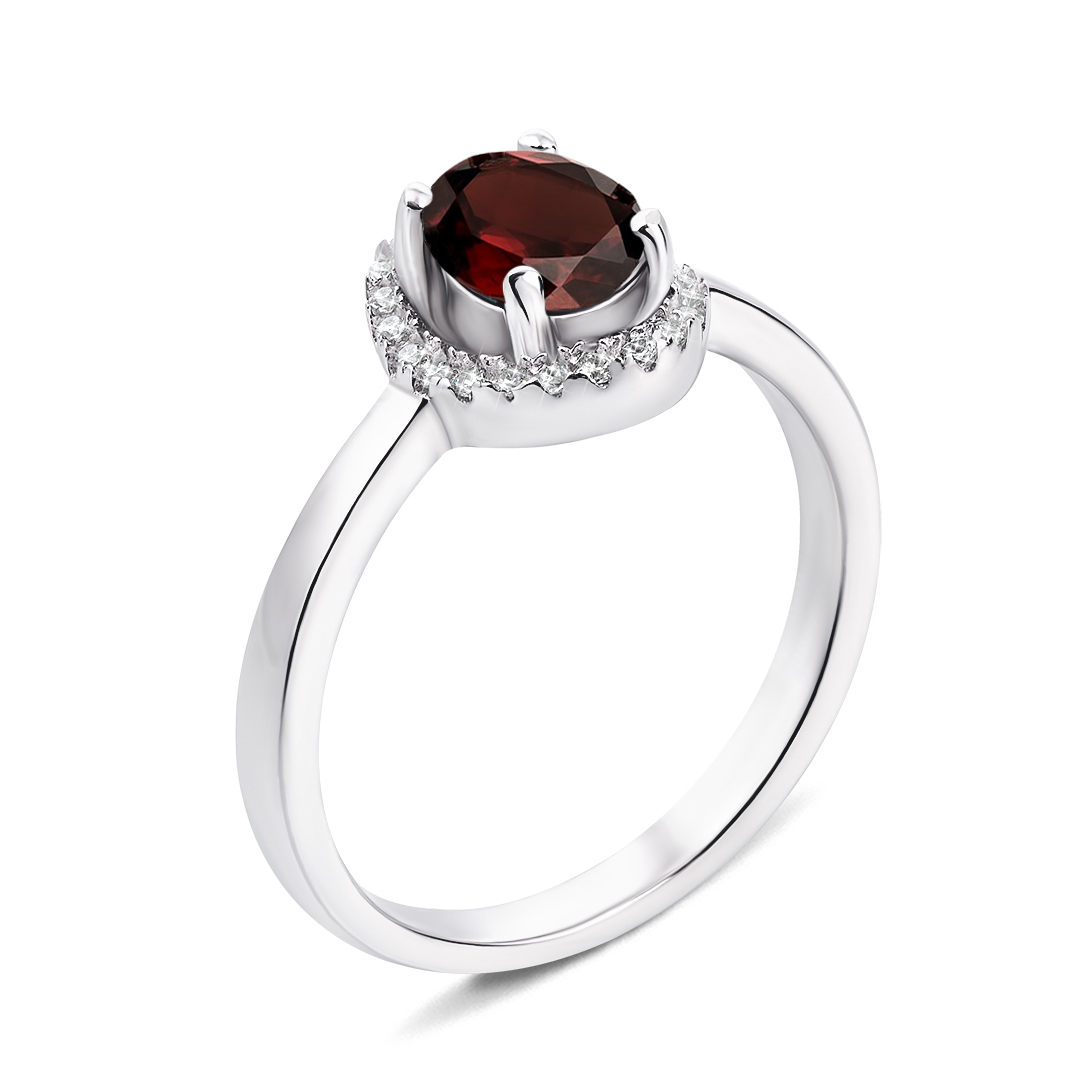 

Серебряное кольцо с гранатом и фианитами 000135412 16.5 размера