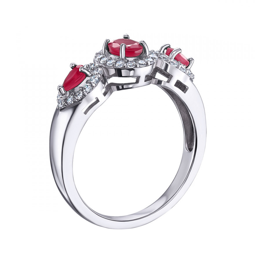 

Серебряное кольцо с рубинами и фианитами 000132699 17 размера