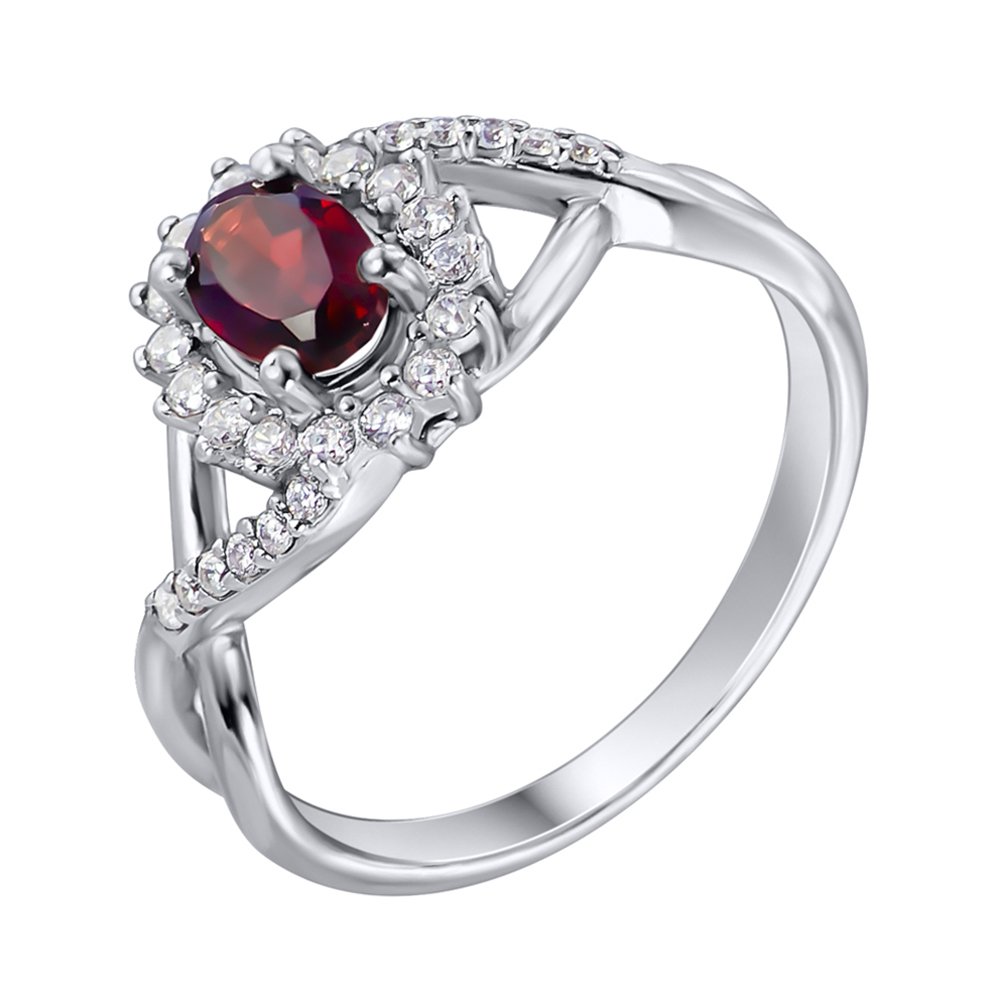 

Серебряное кольцо с гранатом и цирконием 000010797 16.5 размера